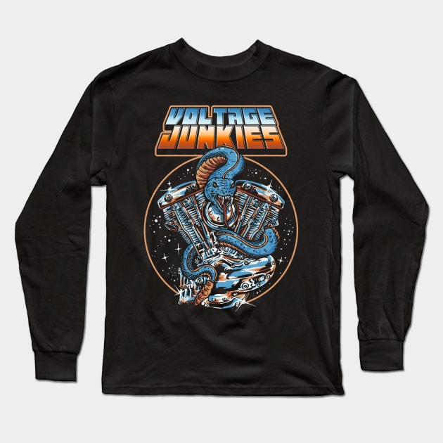 Vintage Motorcycle Long Sleeve T-Shirt by Voltage Junkies Apparel